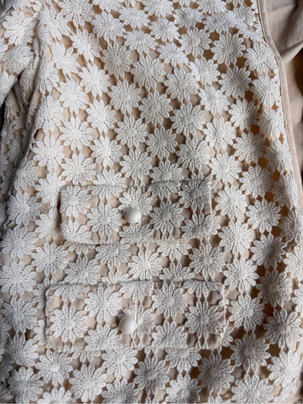 Talbots Cream Crochet Floral Jacket - Picture 2 of 3
